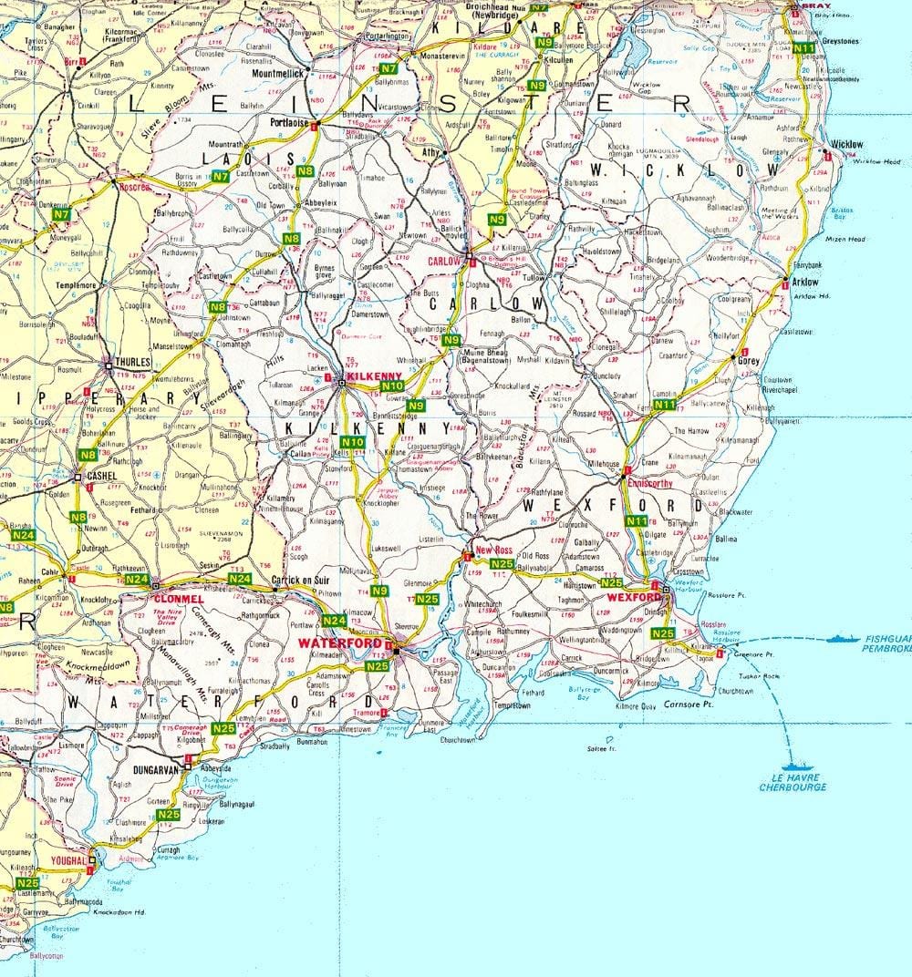 bản đồ của đông nam ireland