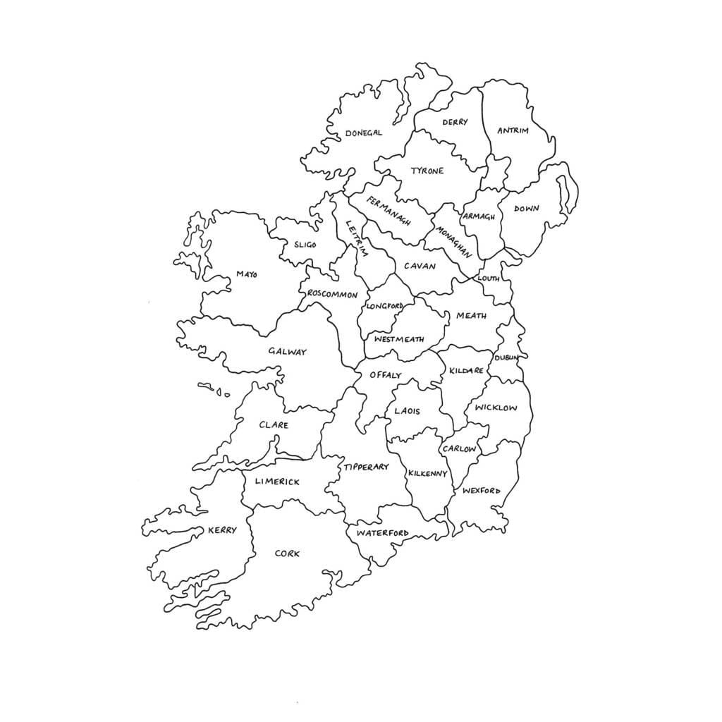 bản đồ của đường viền bản đồ ireland