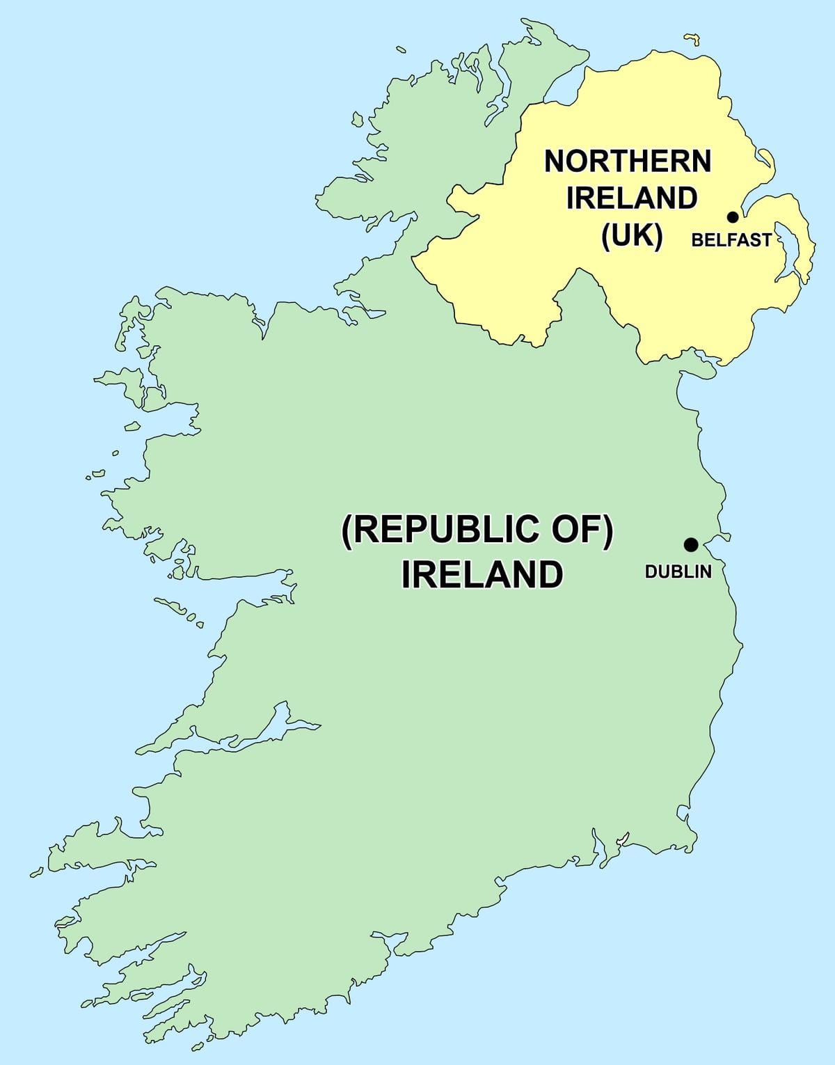 bản đồ của bắc ireland và cộng hòa của ai-len