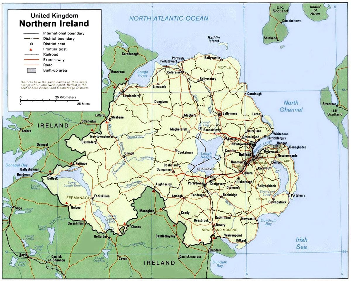 bắc ireland bản đồ thành phố