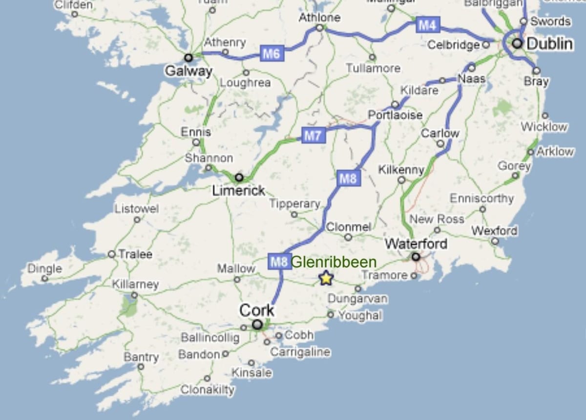 một bản đồ của miền nam ireland