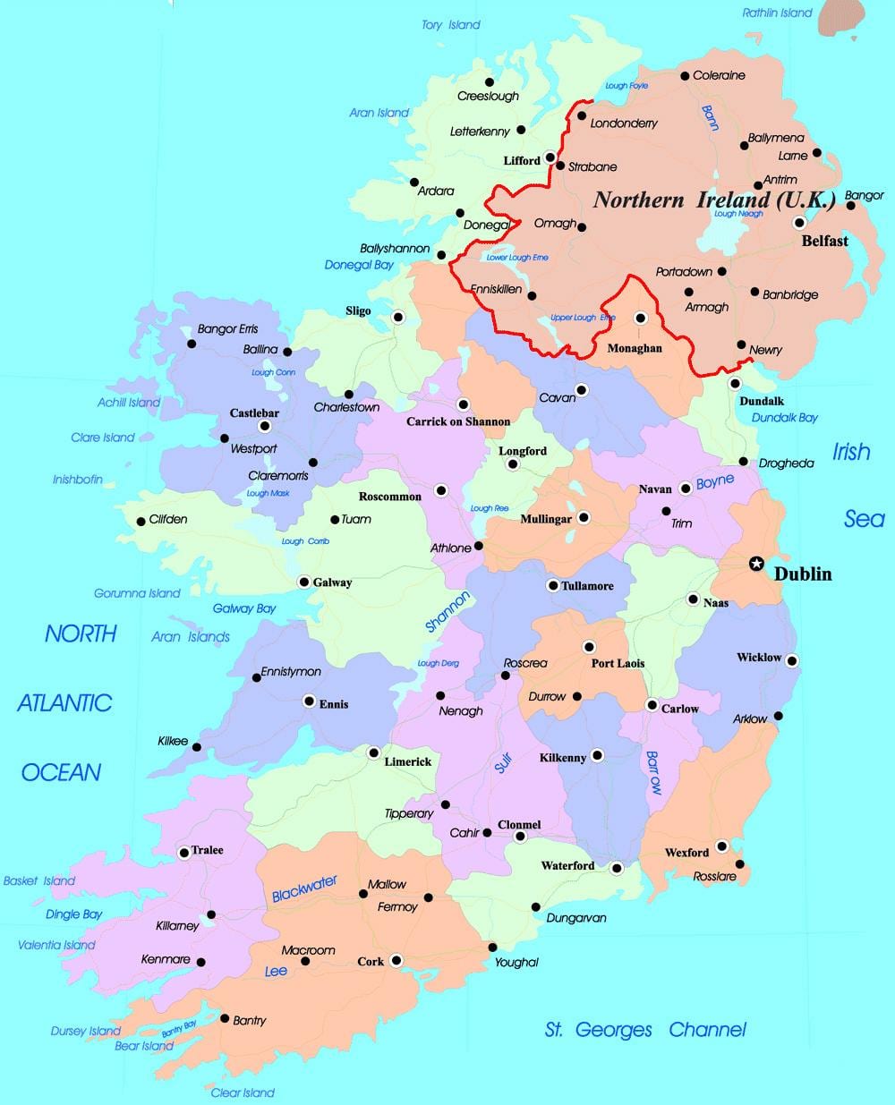 bản đồ chính trị của ai-len và bắc ireland