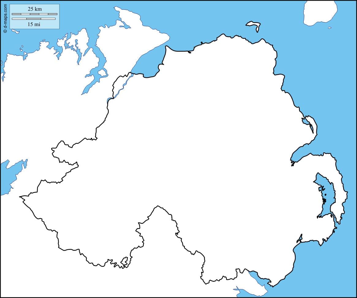 bản đồ trắng của bắc ireland
