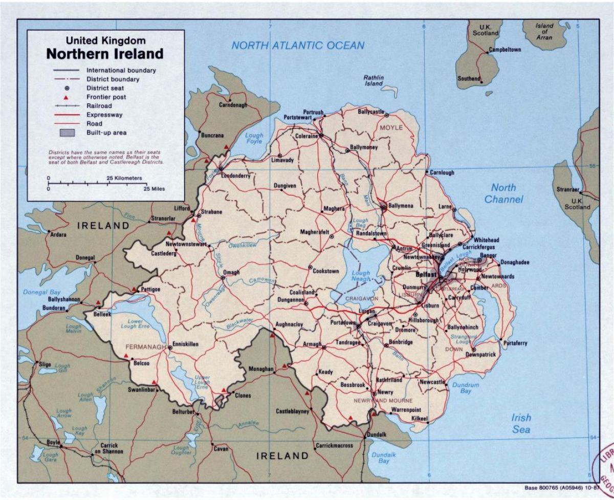bản đồ của đường bản đồ của ai-len và bắc ireland