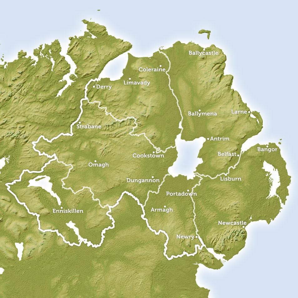 bản đồ của con sông ở phía bắc ireland