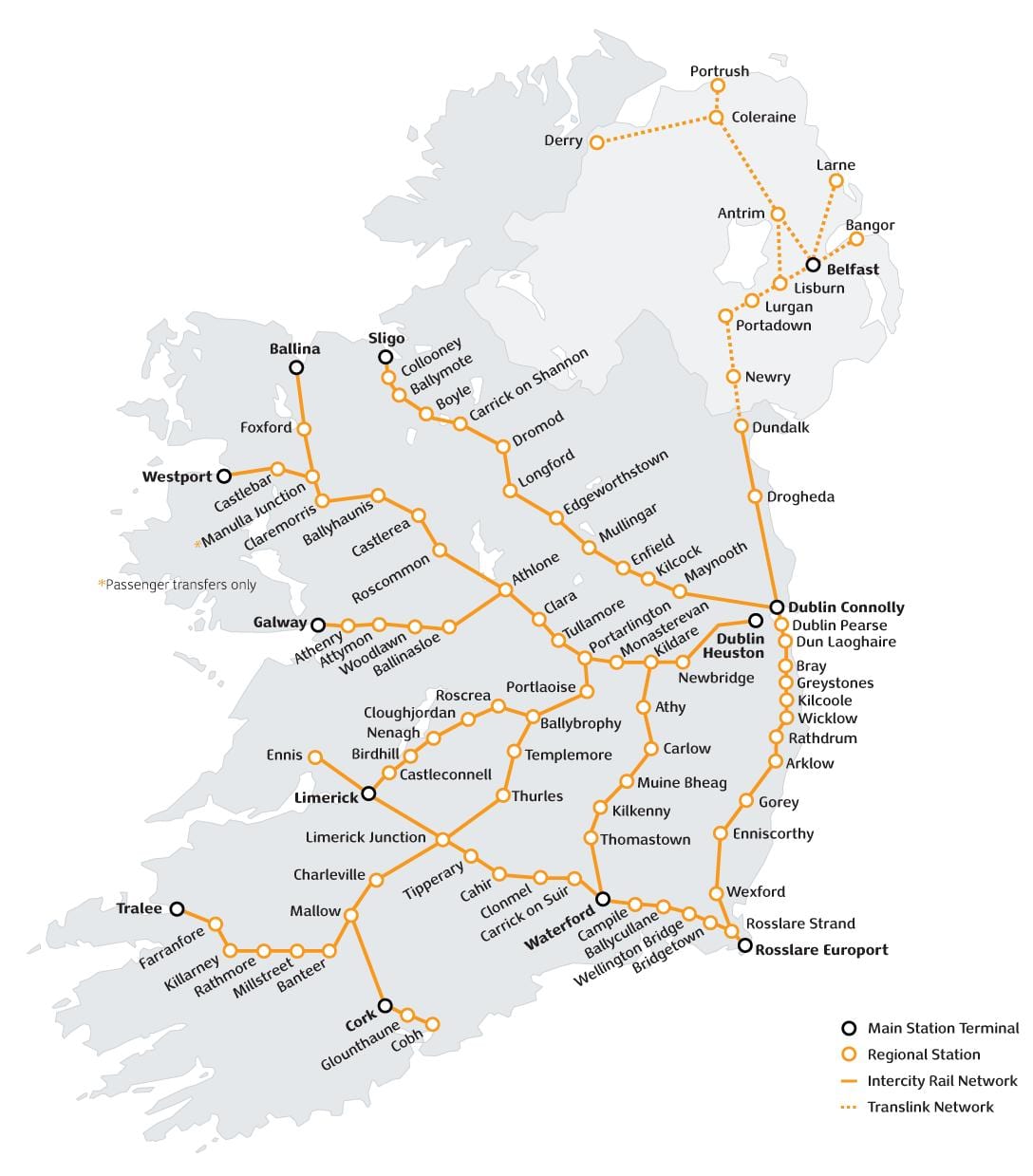 tàu du lịch ở ireland bản đồ
