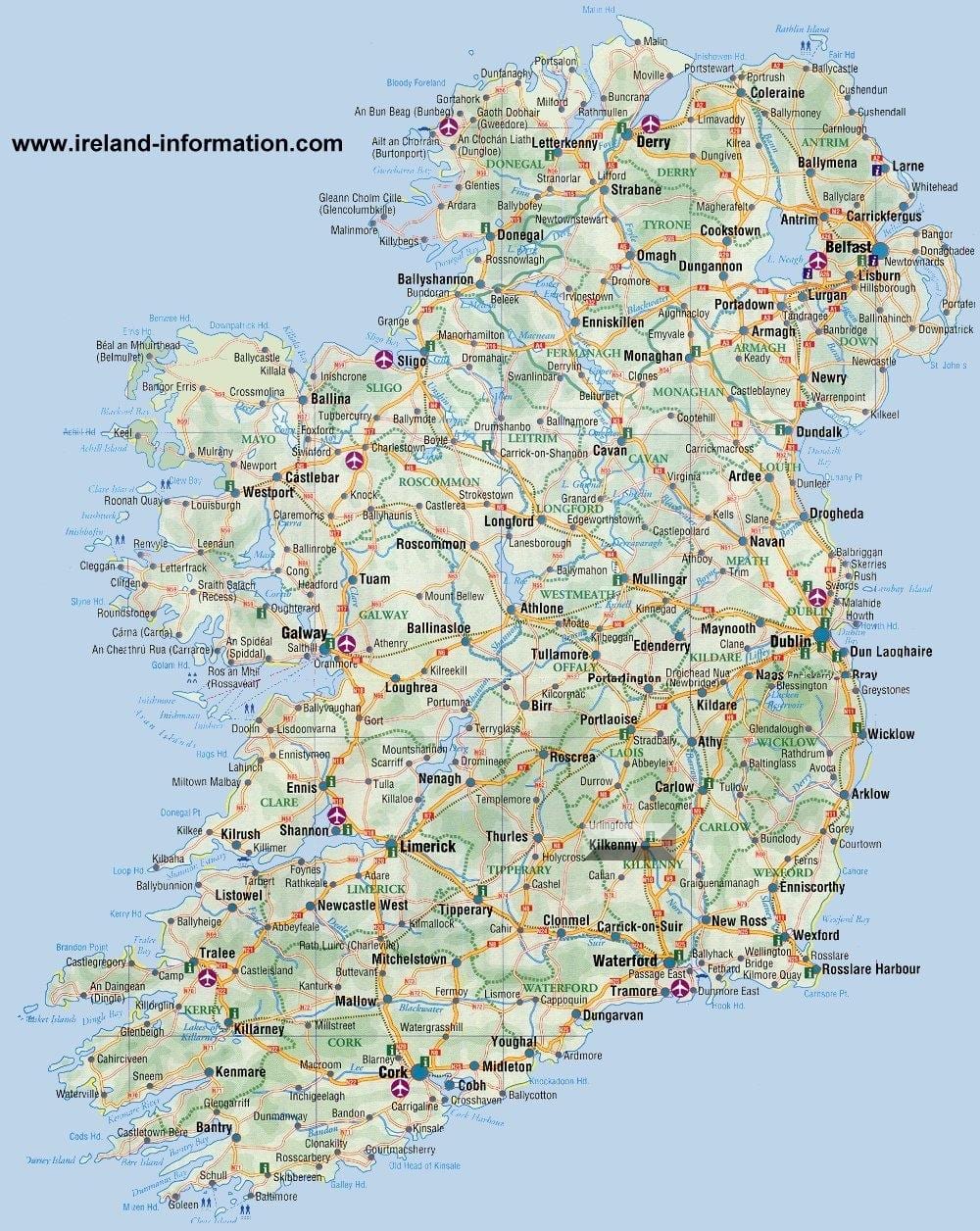 ireland bản đồ du lịch