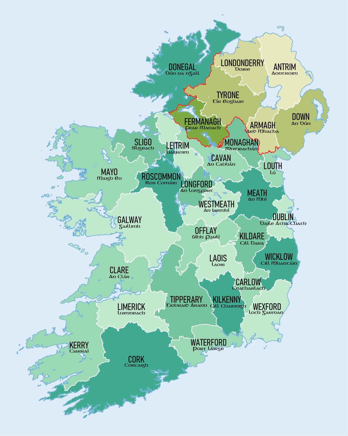 bản đồ của ireland đang ở quận