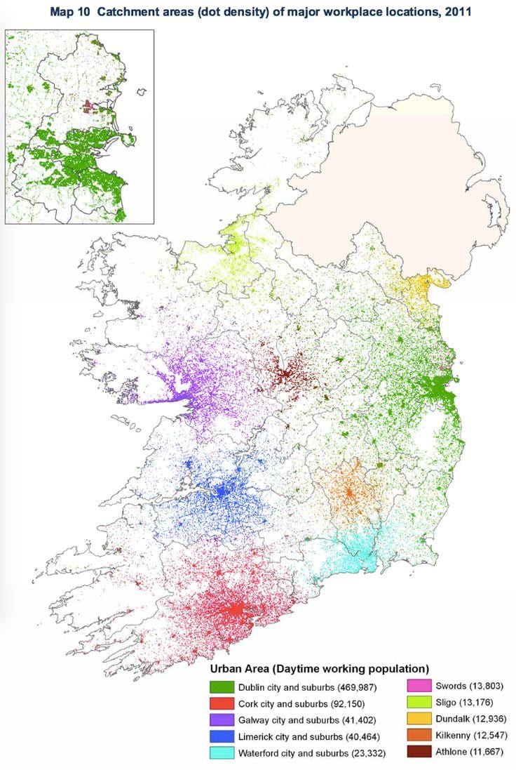 ireland mật độ dân bản đồ