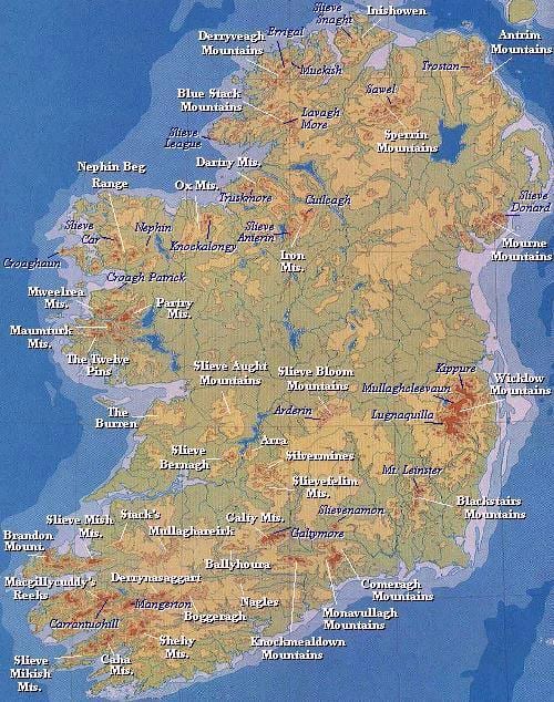 bản đồ của ai-len núi