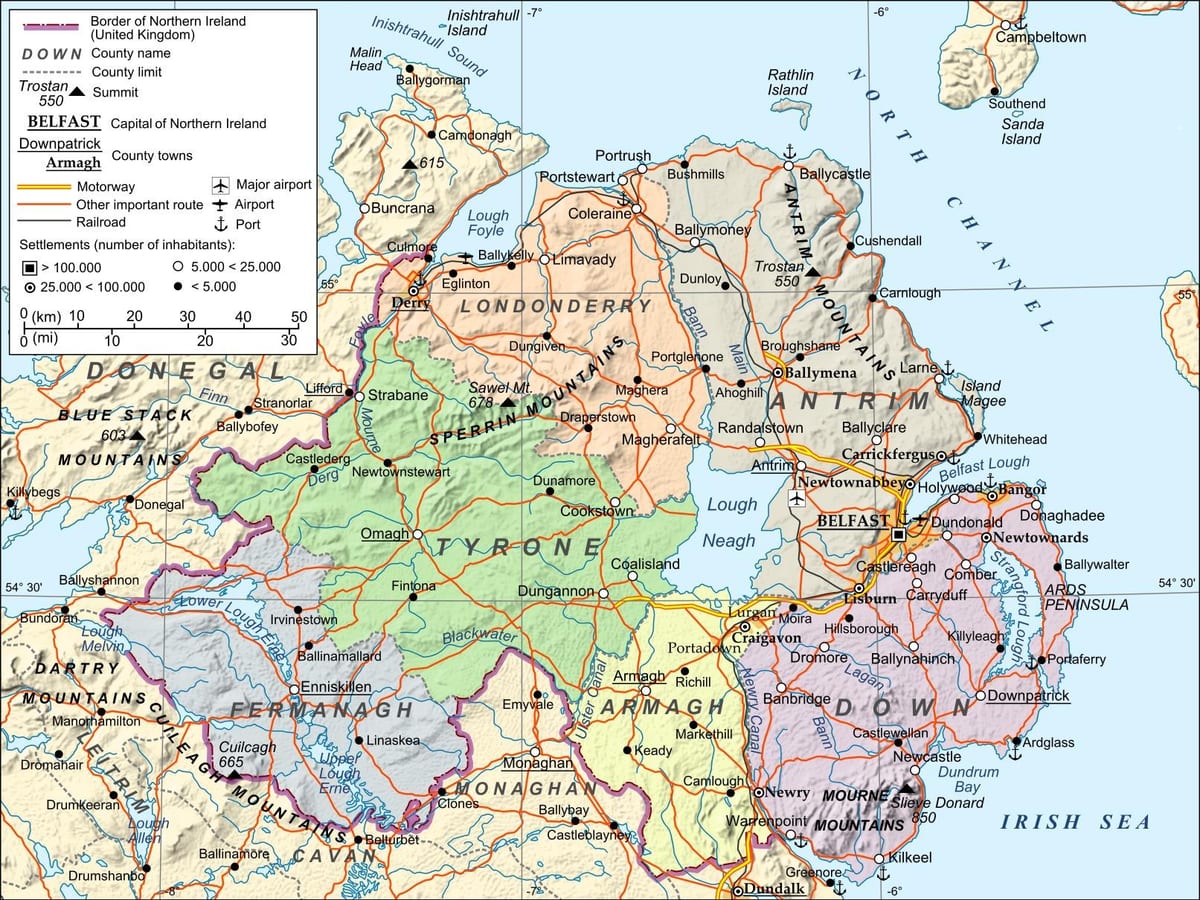 bản đồ của sân bay ở bắc ireland