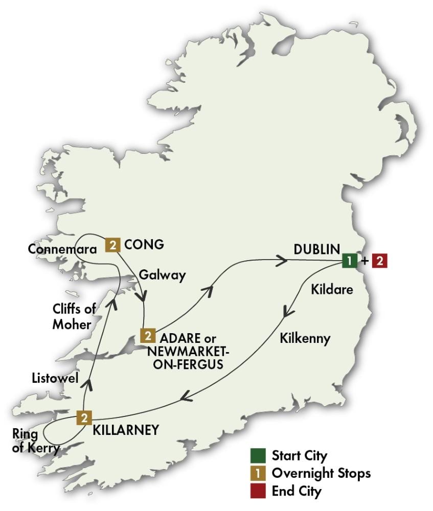 ireland lái xe bản đồ du lịch
