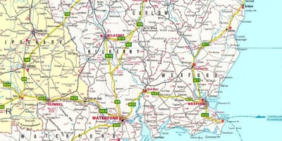 Bản đồ của đông nam ireland