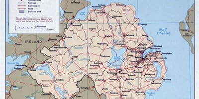 Bản đồ của đường bản đồ của ai-len và bắc ireland