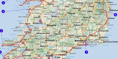  bản đồ của miền nam ireland quận và thành phố