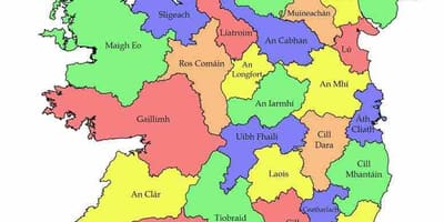 Bản đồ của ireland với county tên