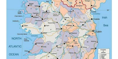 Bản đồ của ireland với thành phố