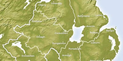Bản đồ của bản đồ khu vực phía bắc ireland