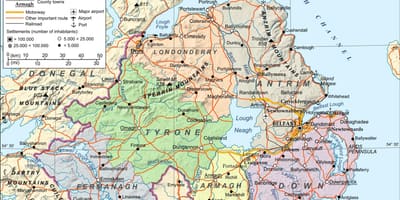 Bản đồ của sân bay ở bắc ireland